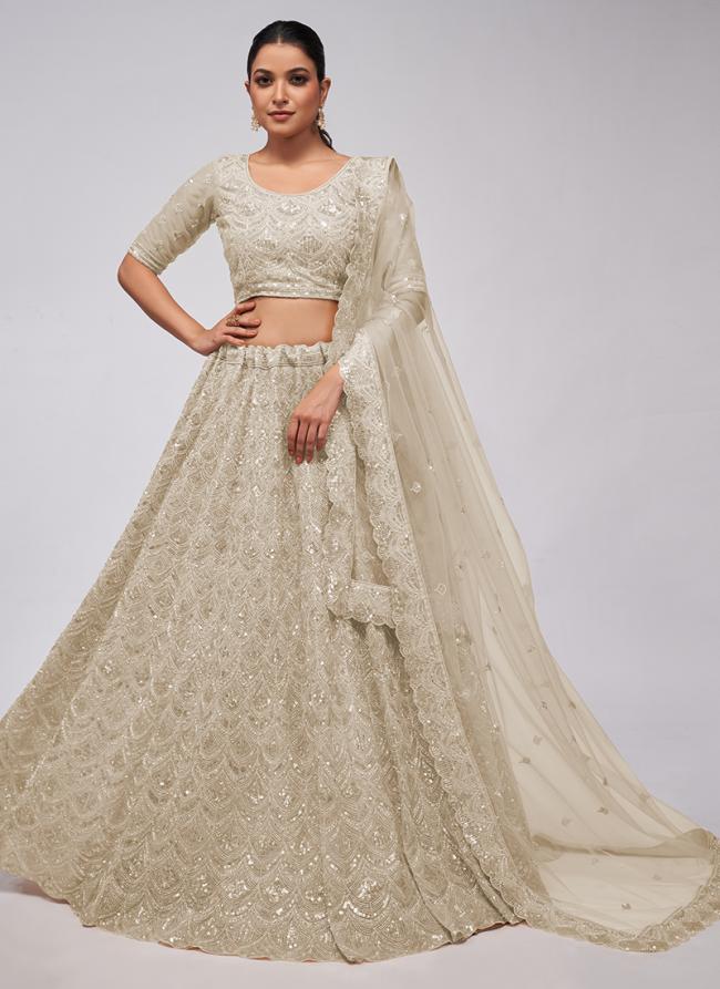 Soft Net Off White Wedding Wear Sequins Work Lehenga Choli